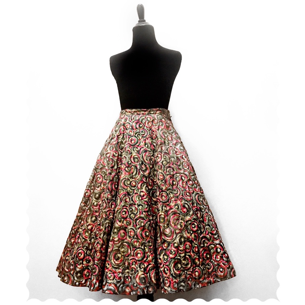SOLD Vintage Silver Printed Quilted Circle Skirt