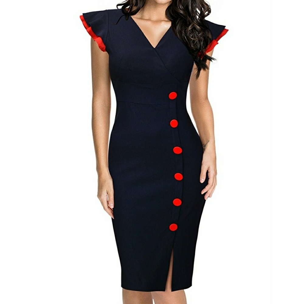Navy and Red Wiggle dress