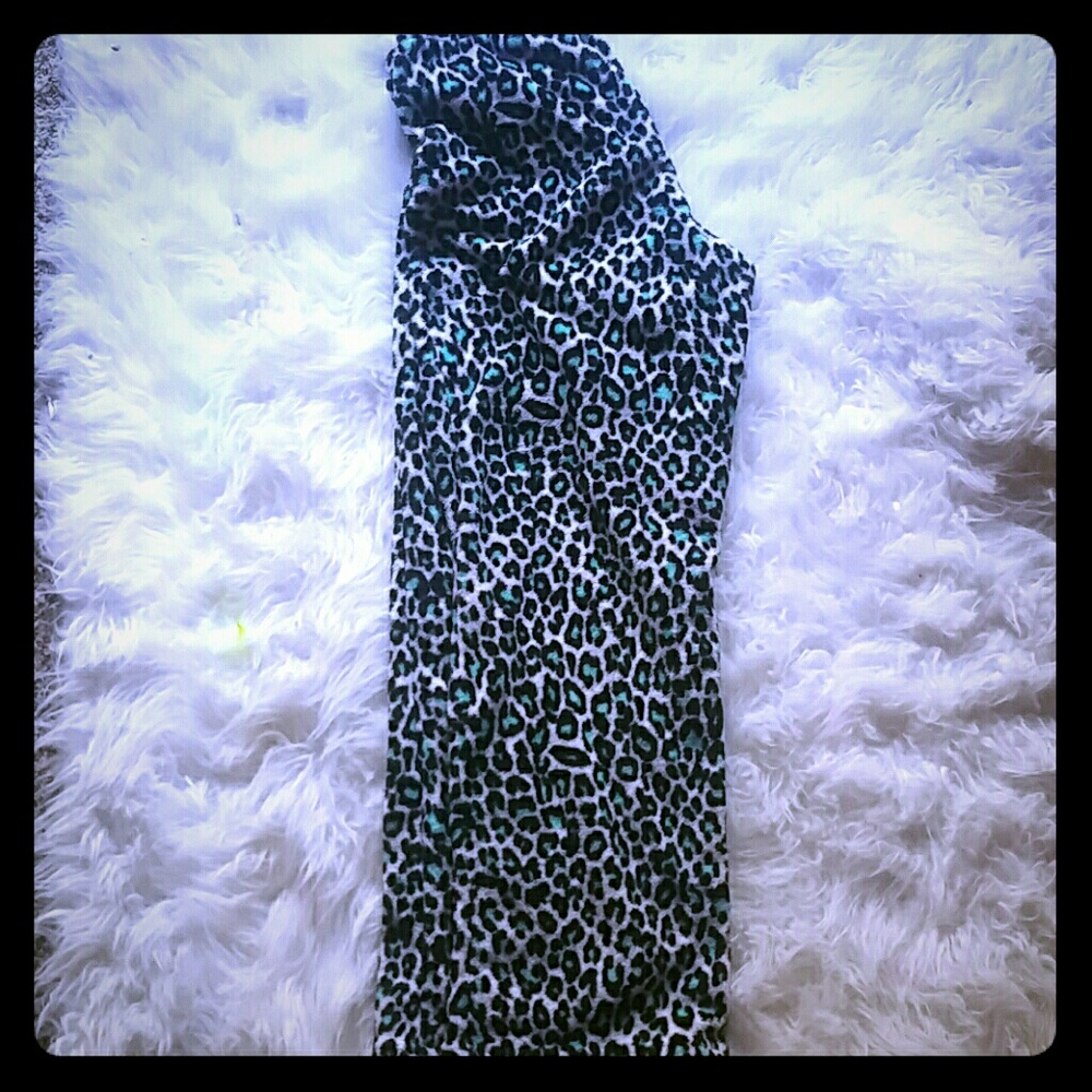 Leopard print fuzzy pajama pants