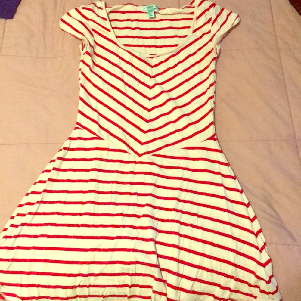 Red and cream stripped dress