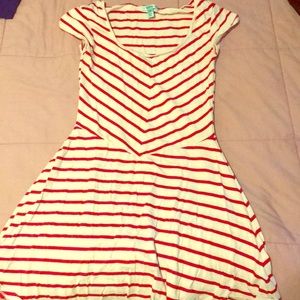 Red and cream stripped dress