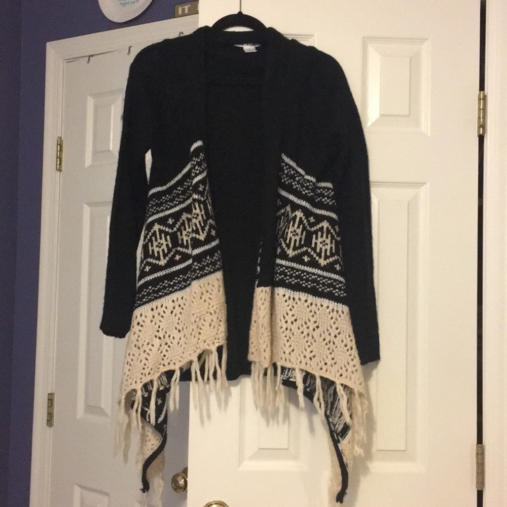 black and white sweater shrug