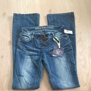 Vanilla Star Lace Up Flare Jeans size 3 NWT