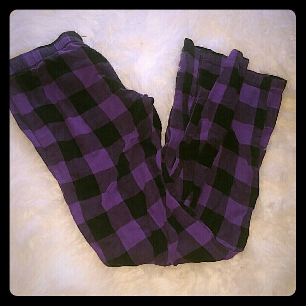 Purple and black plaid pajama pants