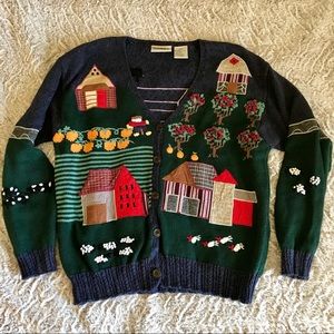 Vintage barn sweater Christmas holiday Ugly Tacky
