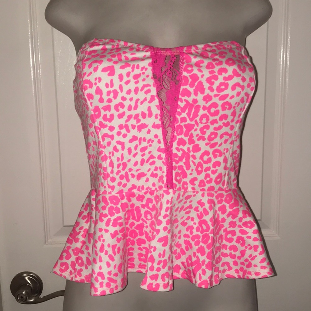 pink leopard peplum top