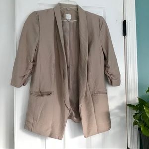 Lauren Conrad Nude Blazer with Ruched Sleeves