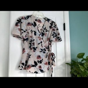 Monteau Floral Wrap Blouse
