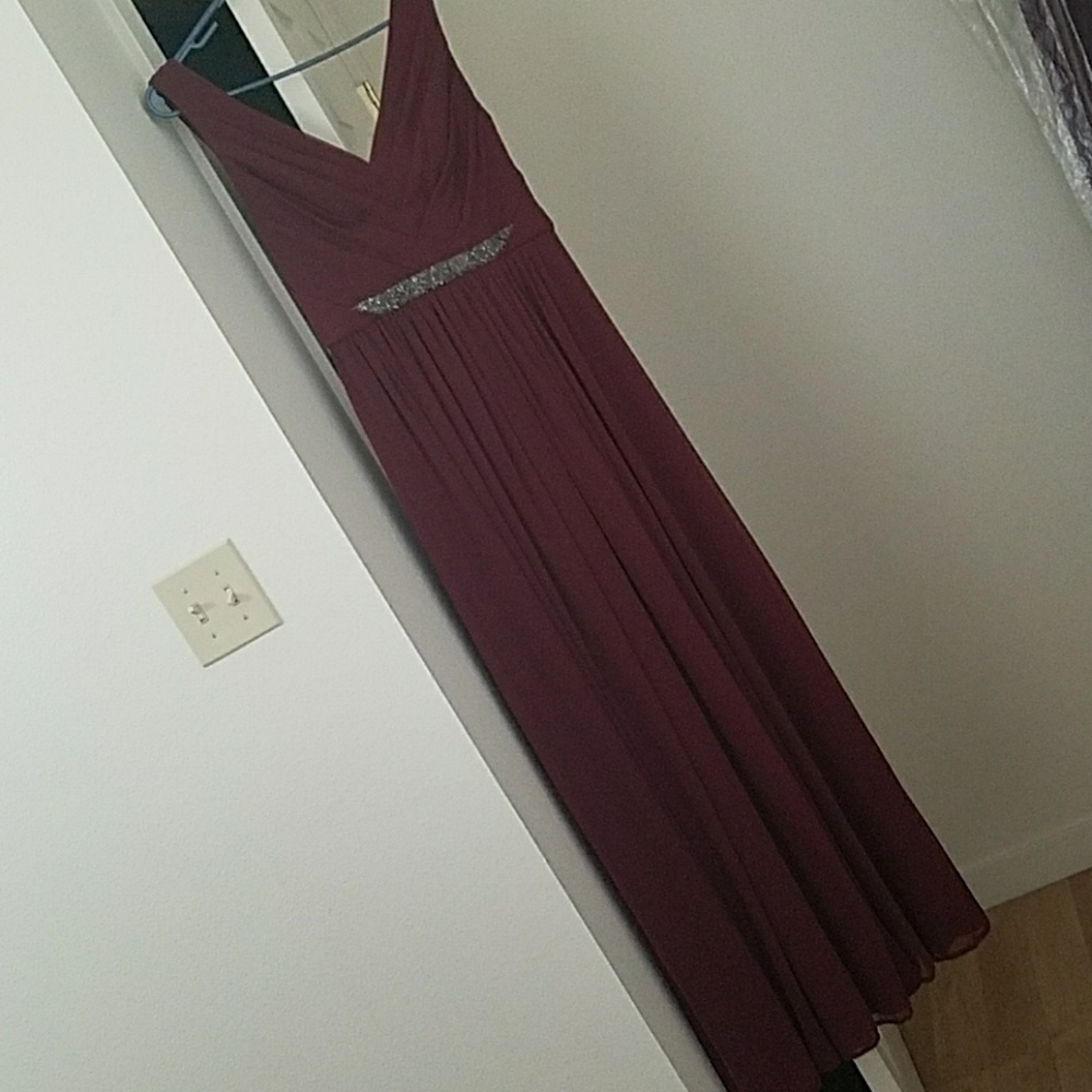 Davids Bridal Wine bridesmaid dress