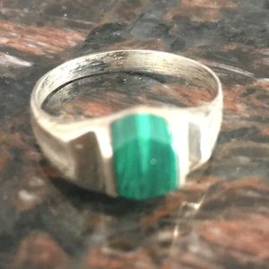 Sterling silver ring with green stone