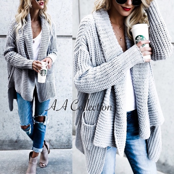 Sweater cardigan drape long sleeves soft sold - Picture 2 of 6