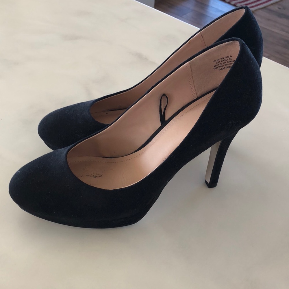 Faux suede platform heels