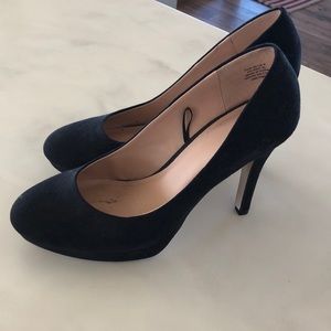 Faux suede platform heels