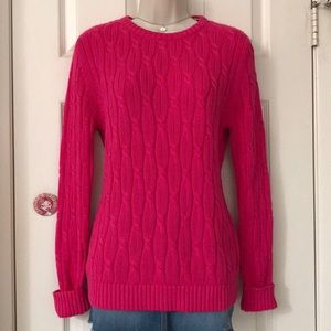 Lands’ End Drifter Berry Spice Cable Knit Sweater