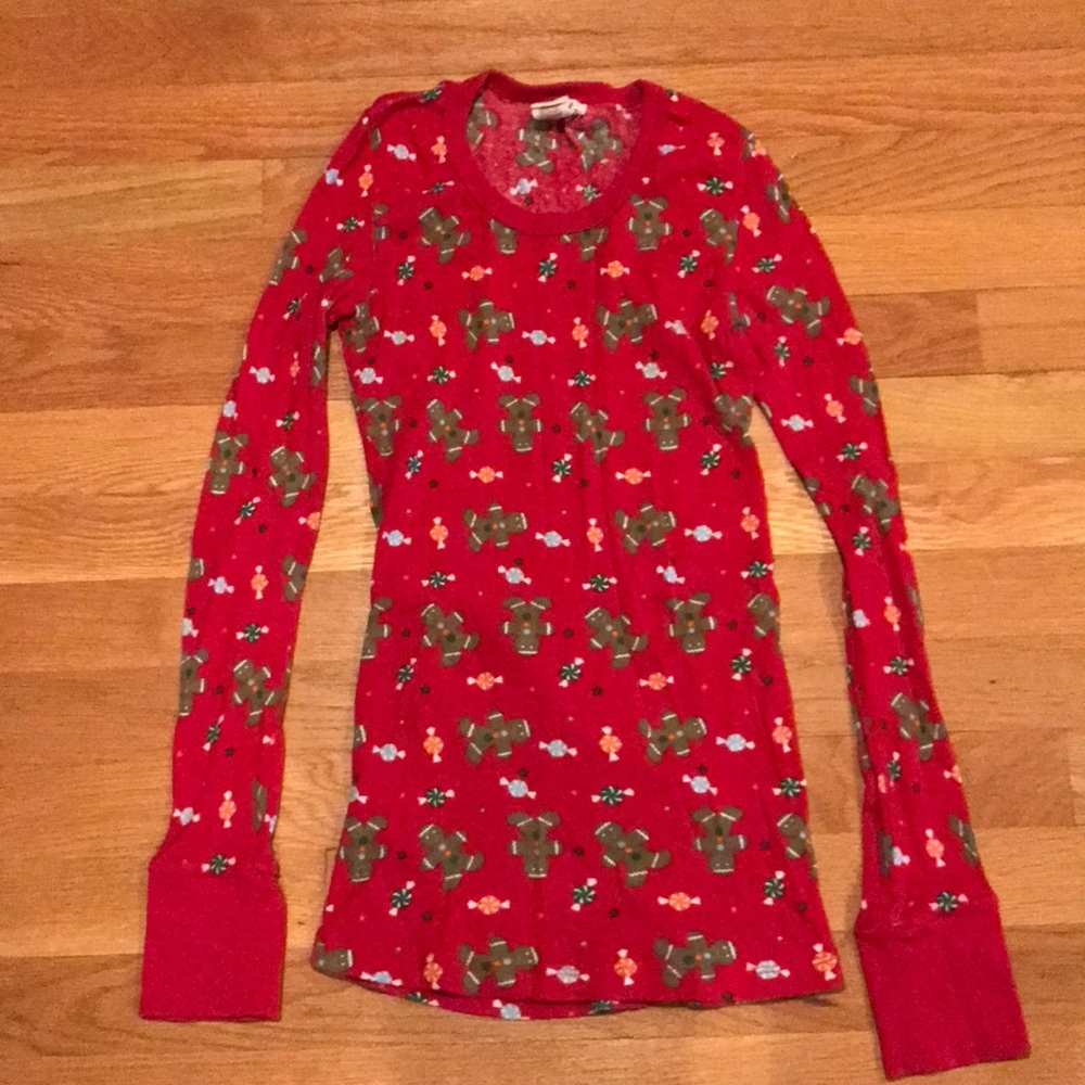 Holiday pattern scoop neck long sleeve