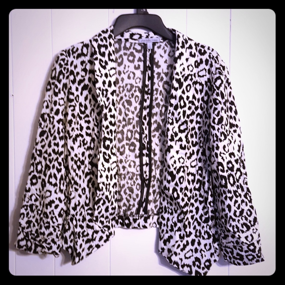 Charlotte ruse midsleeve crop blazer leopard print