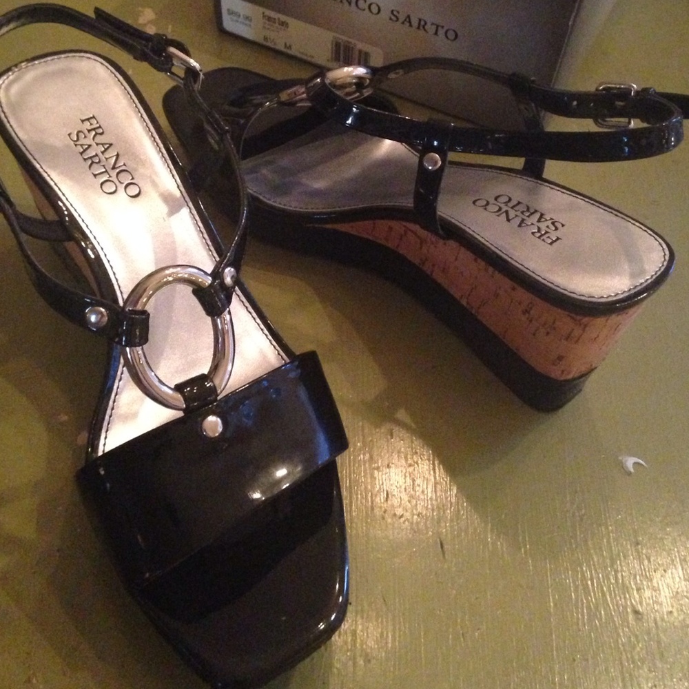 Strappy cork wedge sandals