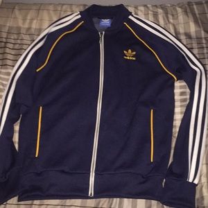 Blue and yellow Adidas athletic jacket,size medium