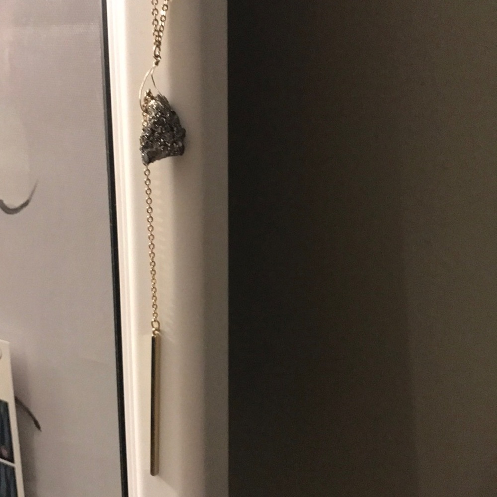 Gold chain dangle necklace with a crystal stone