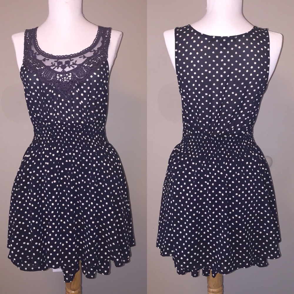 Navy and White Polka Dot Dress