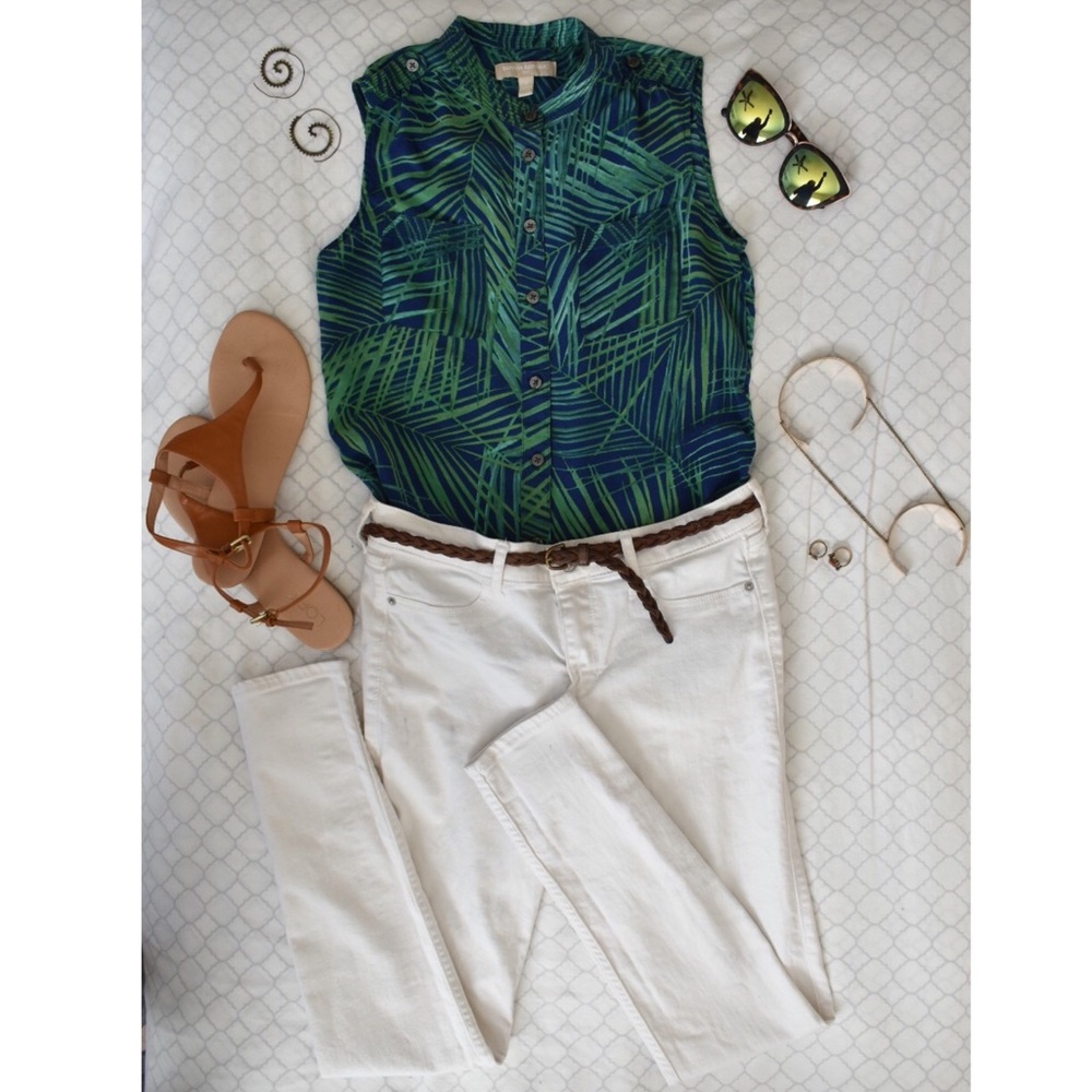 Banana Republic Silk Palm Leave Blouse