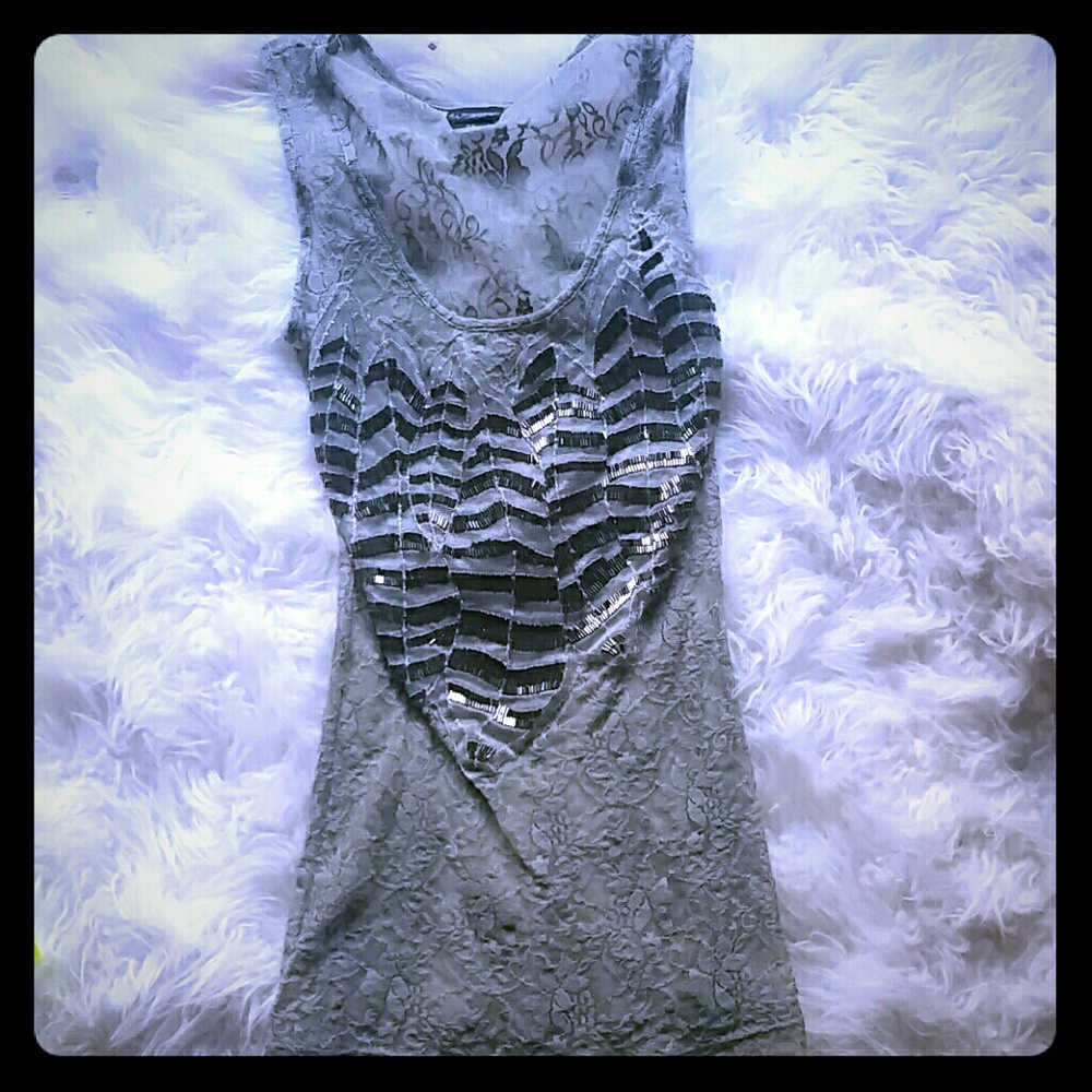 green lace tank top with sequins heart