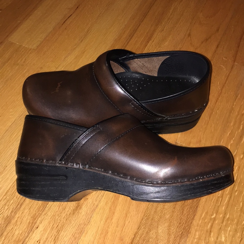 Dansko Blown Leather Clogs, Size 39