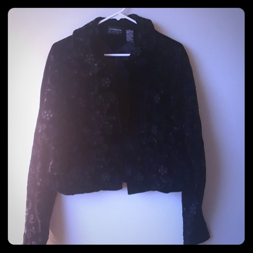 Black velvet embroidered beaded jacket