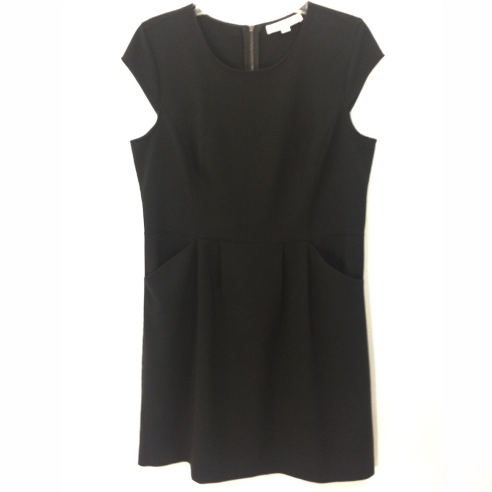 Ann Taylor Loft Black Shift Dress Cap Sleeve Sz 14