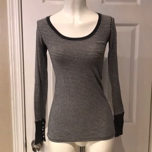 Poof excellence gray stripe long sleeve top
