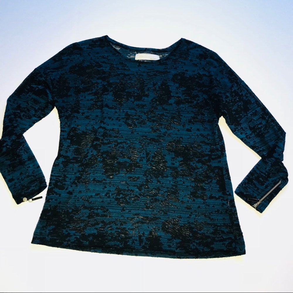 Zara Collection sheer top with zipper sleeves