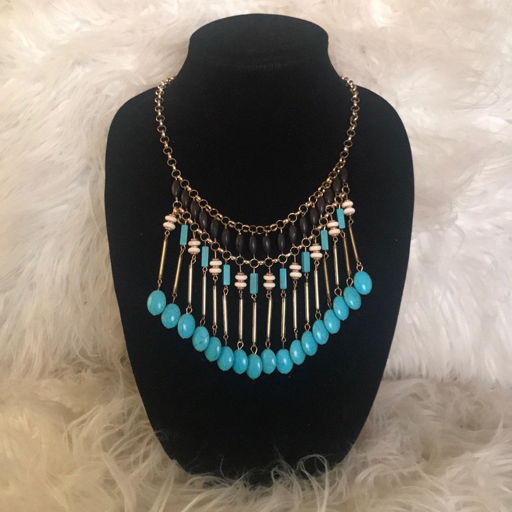 TEAL BEADED NECKLACE