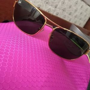 Ray ban sunglasses with gold trim like new