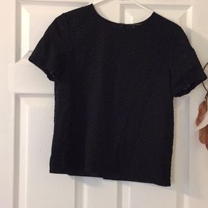 Theory Black lace overlay top
