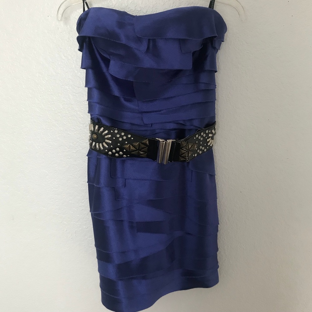 BEBE Navy blue ruffled mini dress💙