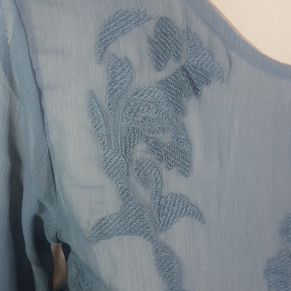 Walter Baker Peplum Sheer Embroidered Grey Top NWT!! - Picture 3 of 8