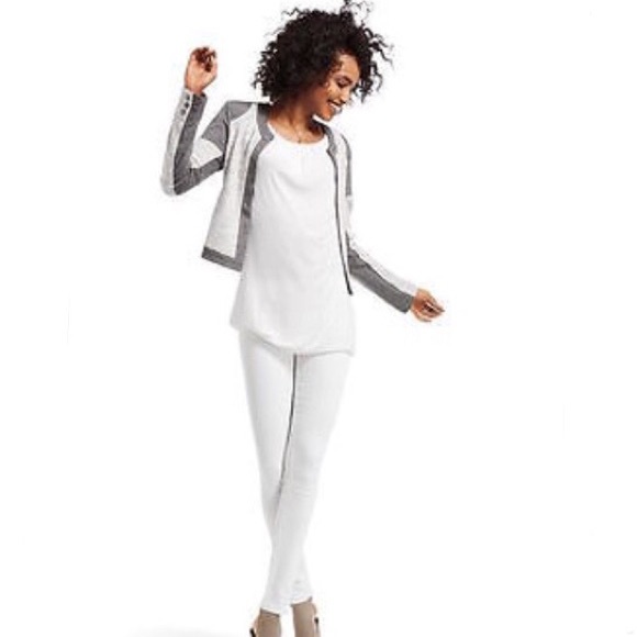 CAbi Blazer Jacket Woven Striped Colorblock Knit - Picture 2 of 8