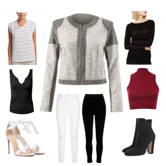 CAbi Blazer Jacket Woven Striped Colorblock Knit - Picture 5 of 8