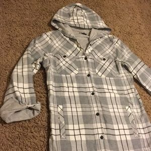 Flannel button down with hood