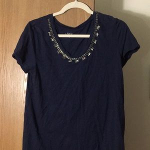 Loft tee shirt with beaded neckline