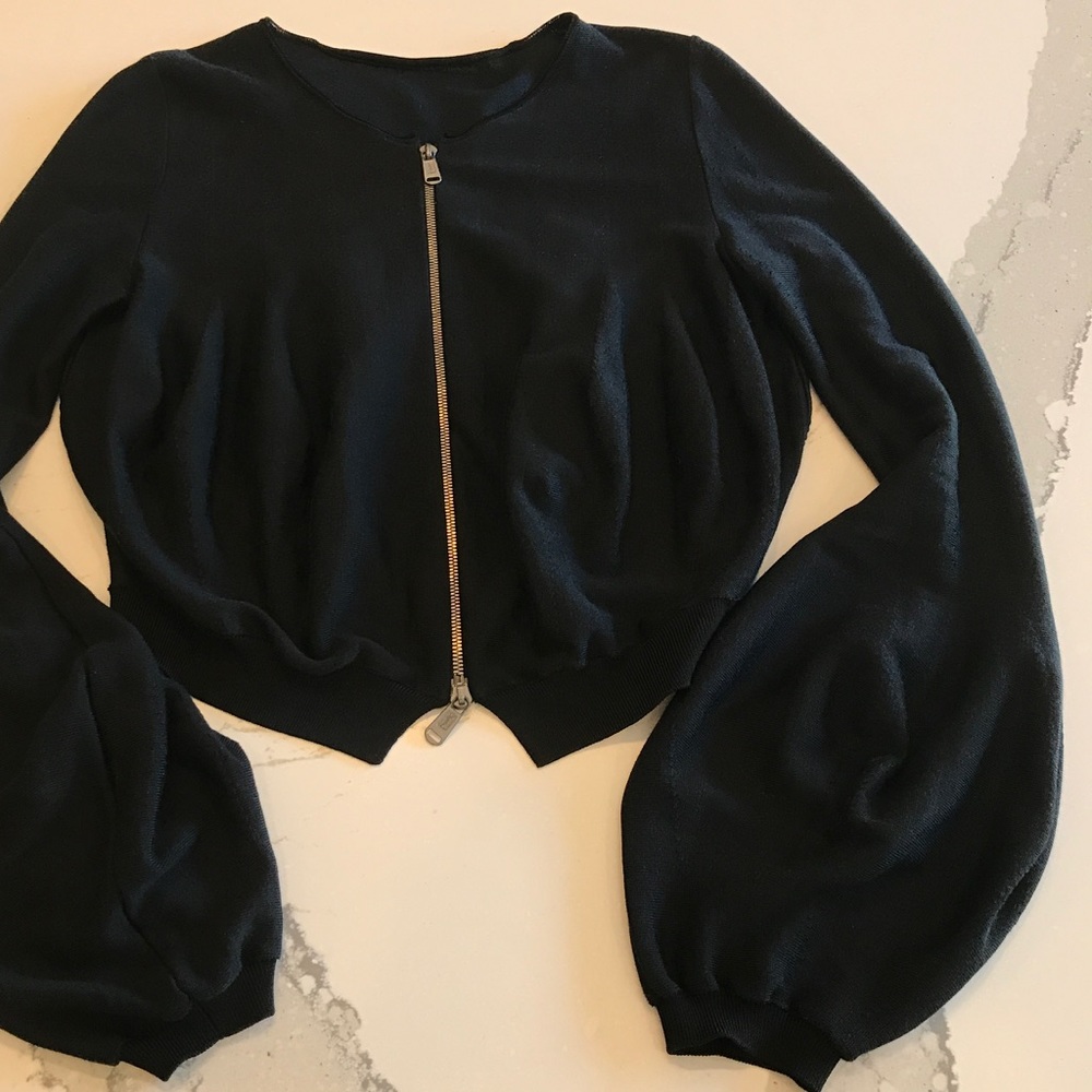 Yves Saint Laurent Cropped Balloon Sleeve Top