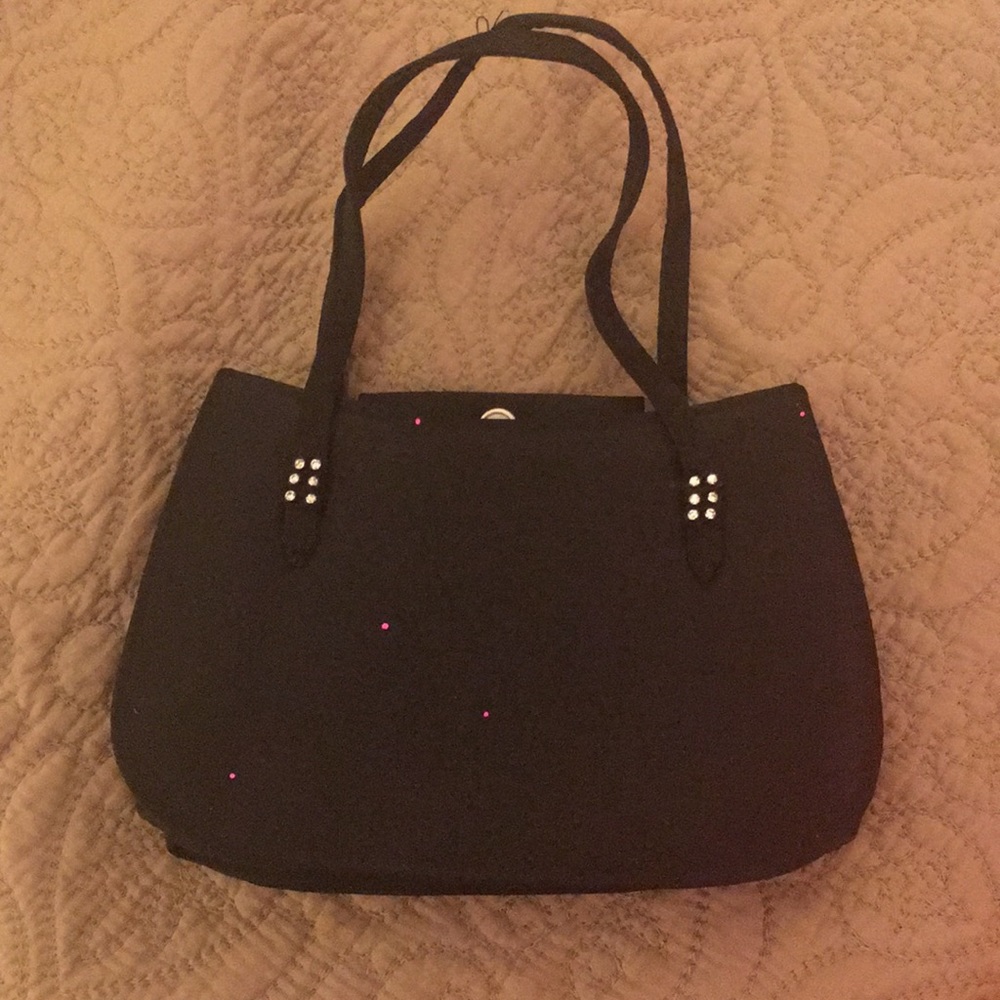 Formal small black purse with silver accents