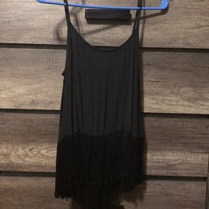 Black fringe crop top