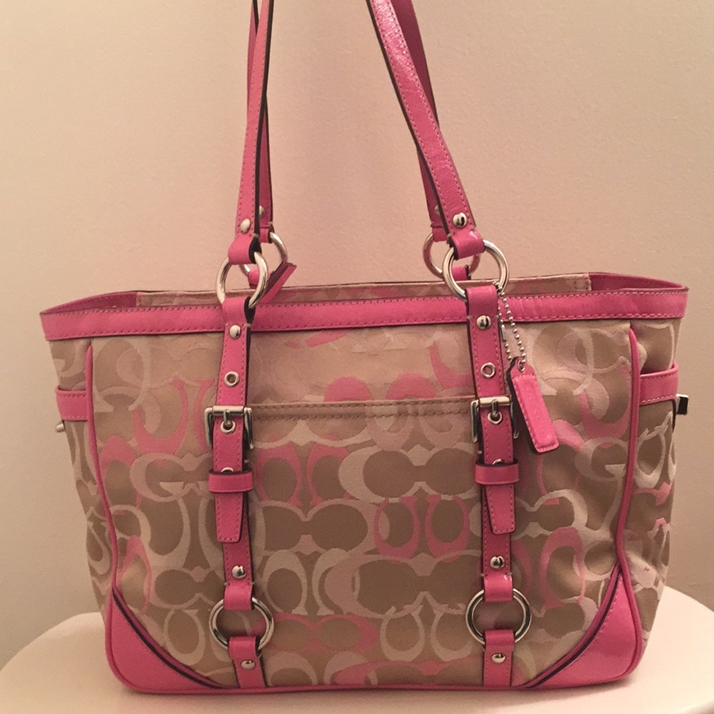 Pink and Tan Coach Purse