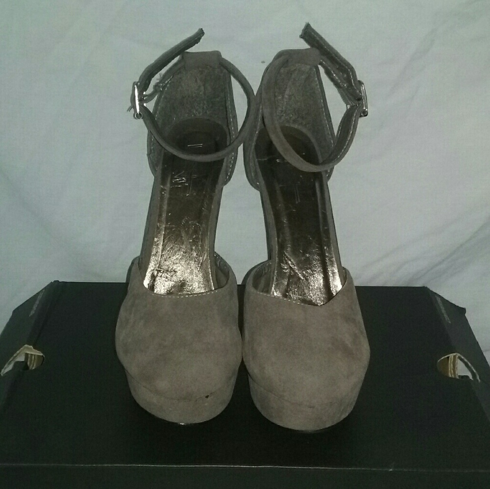 Gray Strap Heels