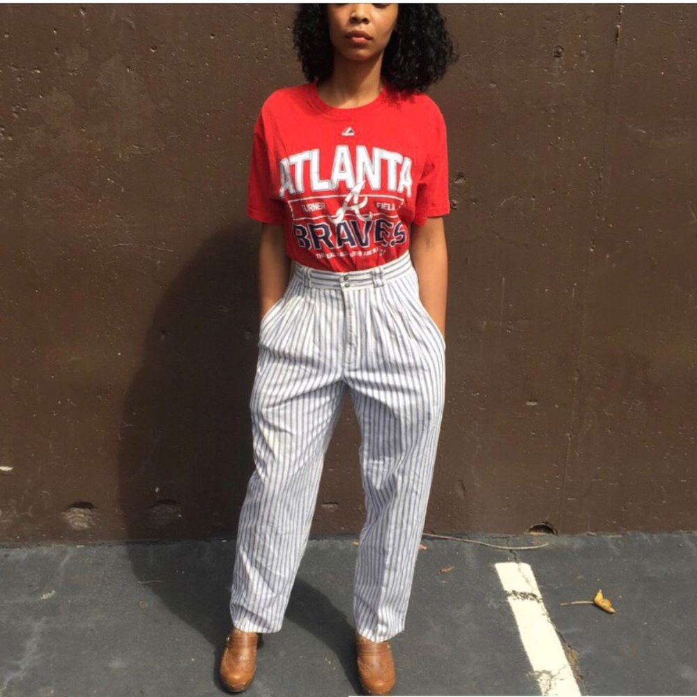 Striped blue and white wide leg pants ✨