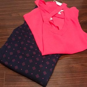 Navy/pink dress pant