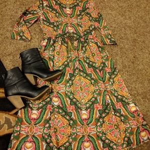 Boho Floral Midi Dress