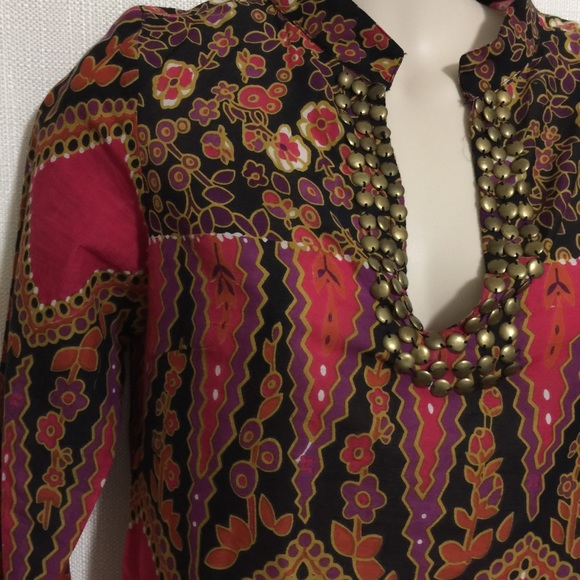 Blue Plate Anthropologie Embellished Top Sz S - Picture 2 of 8