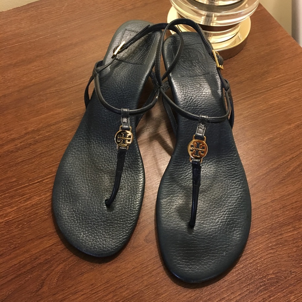 Tory Burch Emmy wedge sandals navy blue